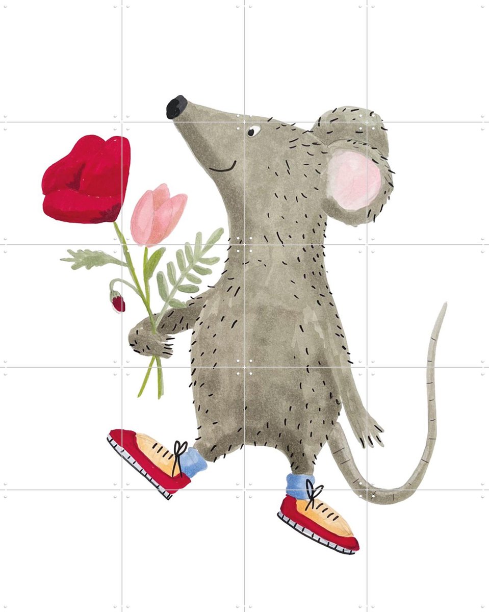 IXXI Klaproos Voor Jou, Adams Arts - 80 x 100 cm - Gratis ophangtool - Grote wanddecoratie en posters - Illustraties, Speels, Fantasierijk, Aquarel