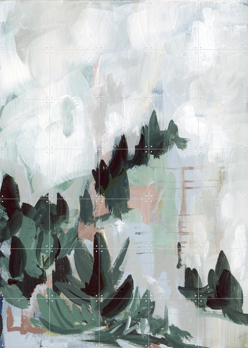 IXXI Modern Forest 1, Green Barn Studio - 100 x 140 cm - Gratis ophangtool - Grote wanddecoratie en posters - Kwaststreken, Abstract, Olieverf