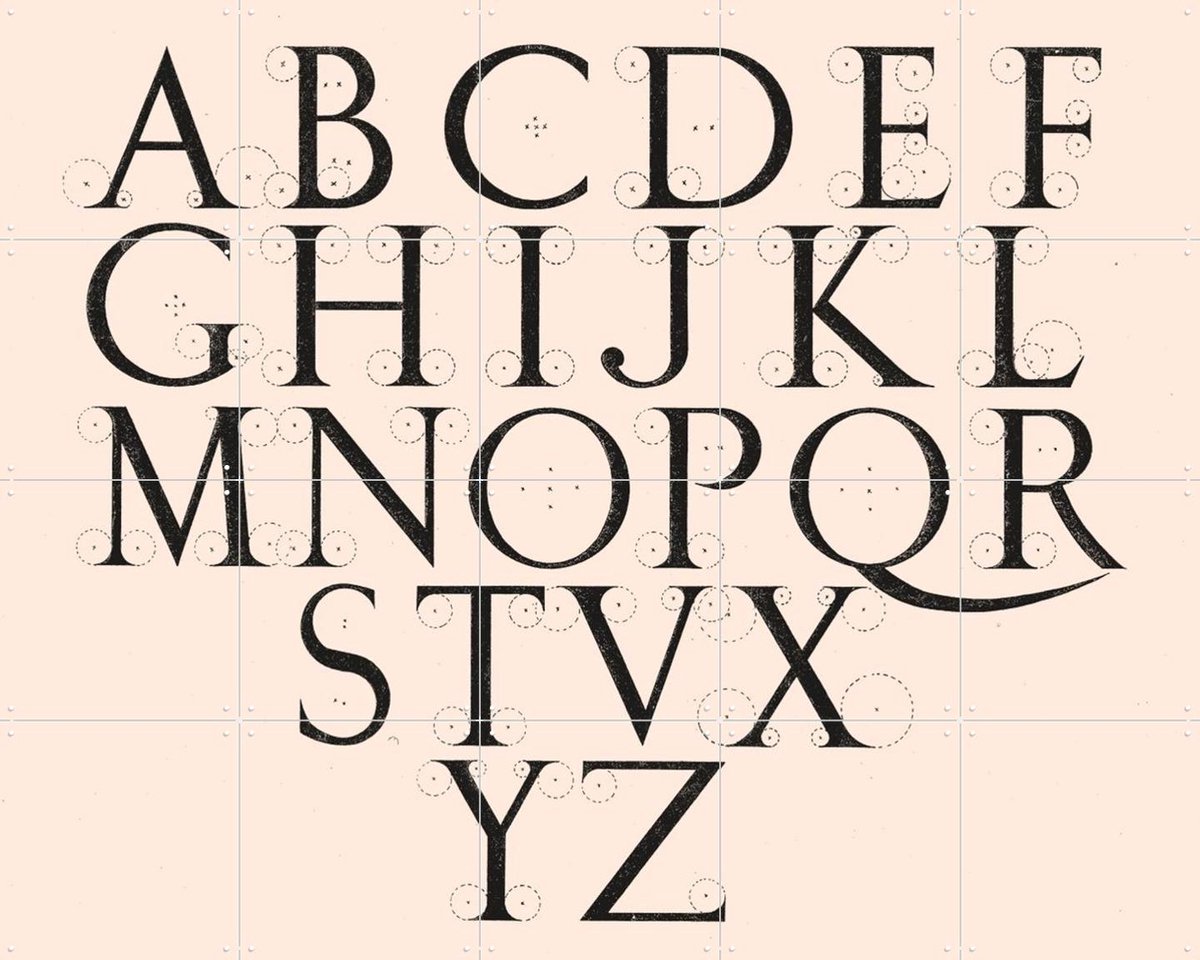 IXXI Alphabet Capitals, Aster Edition - 100 x 80 cm - Gratis ophangtool - Grote wanddecoratie en posters - Minimalisme, Grafisch Ontwerp, Typografie