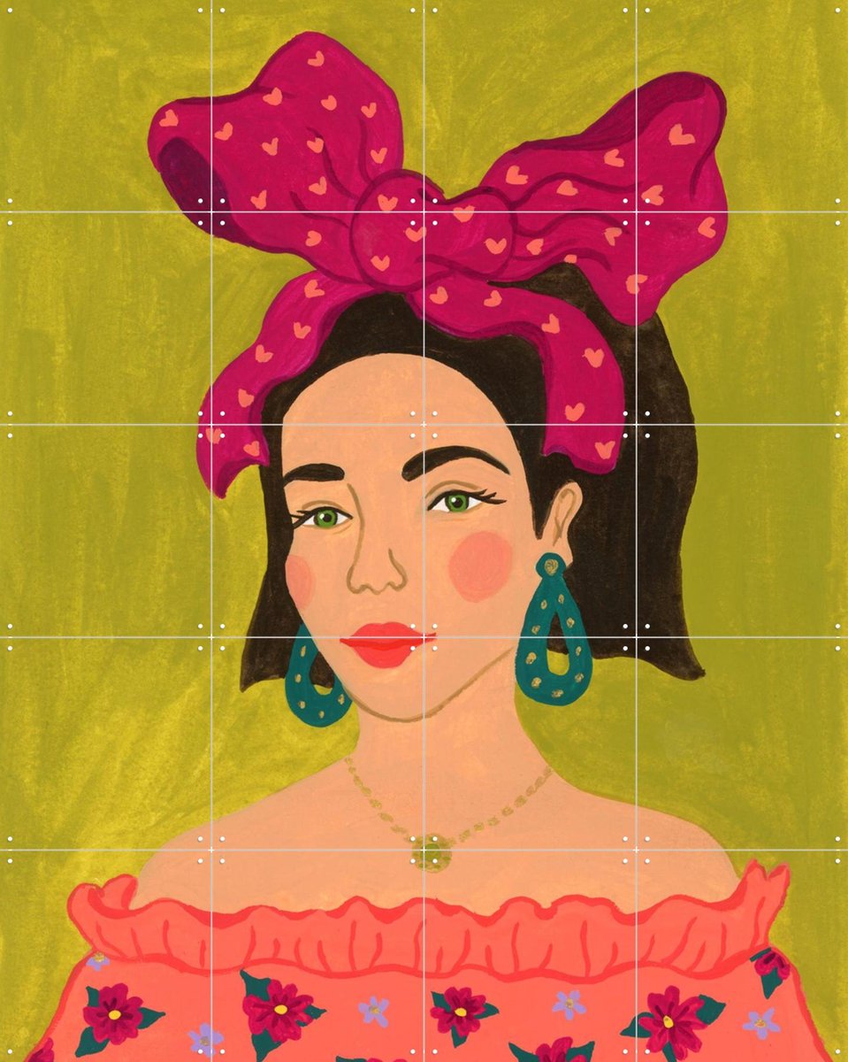 IXXI Pretty Big Bow, Kirsten Blom Art & Illustration - 80 x 100 cm - Gratis ophangtool - Grote wanddecoratie en posters - Pop art, Speels