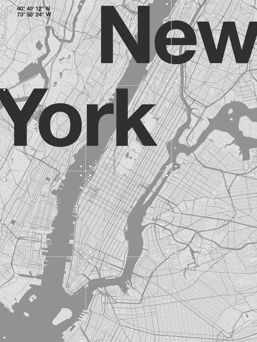 IXXI New York Map, Florent Bodart - 60 x 80 cm - Gratis ophangtool - Grote wanddecoratie en posters - Illustraties, Digitale Kunst, Typografie