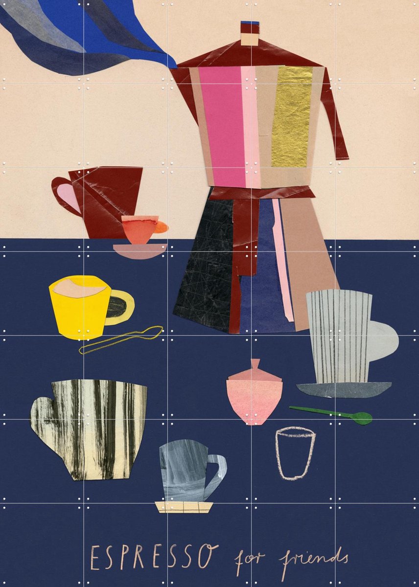 IXXI Espresso 1, Signorinah - 100 x 140 cm - Gratis ophangtool - Grote wanddecoratie en posters - Speels, Collage, Illustraties, Vintage, Café