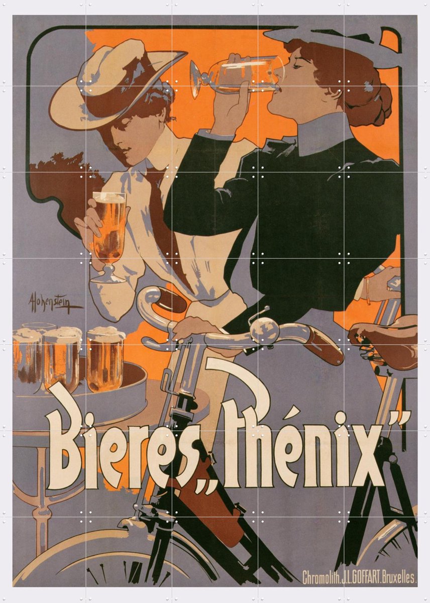 IXXI Phoenix Beer, Bridgeman Images - 100 x 140 cm - Gratis ophangtool - Grote wanddecoratie en posters - Illustraties, Art Nouveau, Vintage
