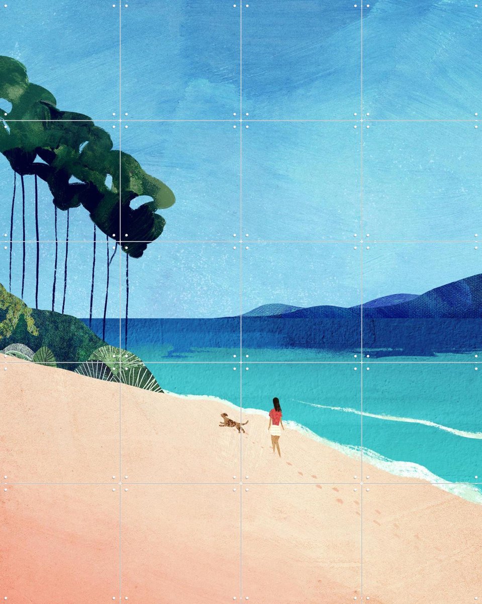 IXXI Beach Walk, Henry Rivers - 80 x 100 cm - Gratis ophangtool - Grote wanddecoratie en posters - Digitale Kunst, Kleurrijk, Illustraties, Grafisch