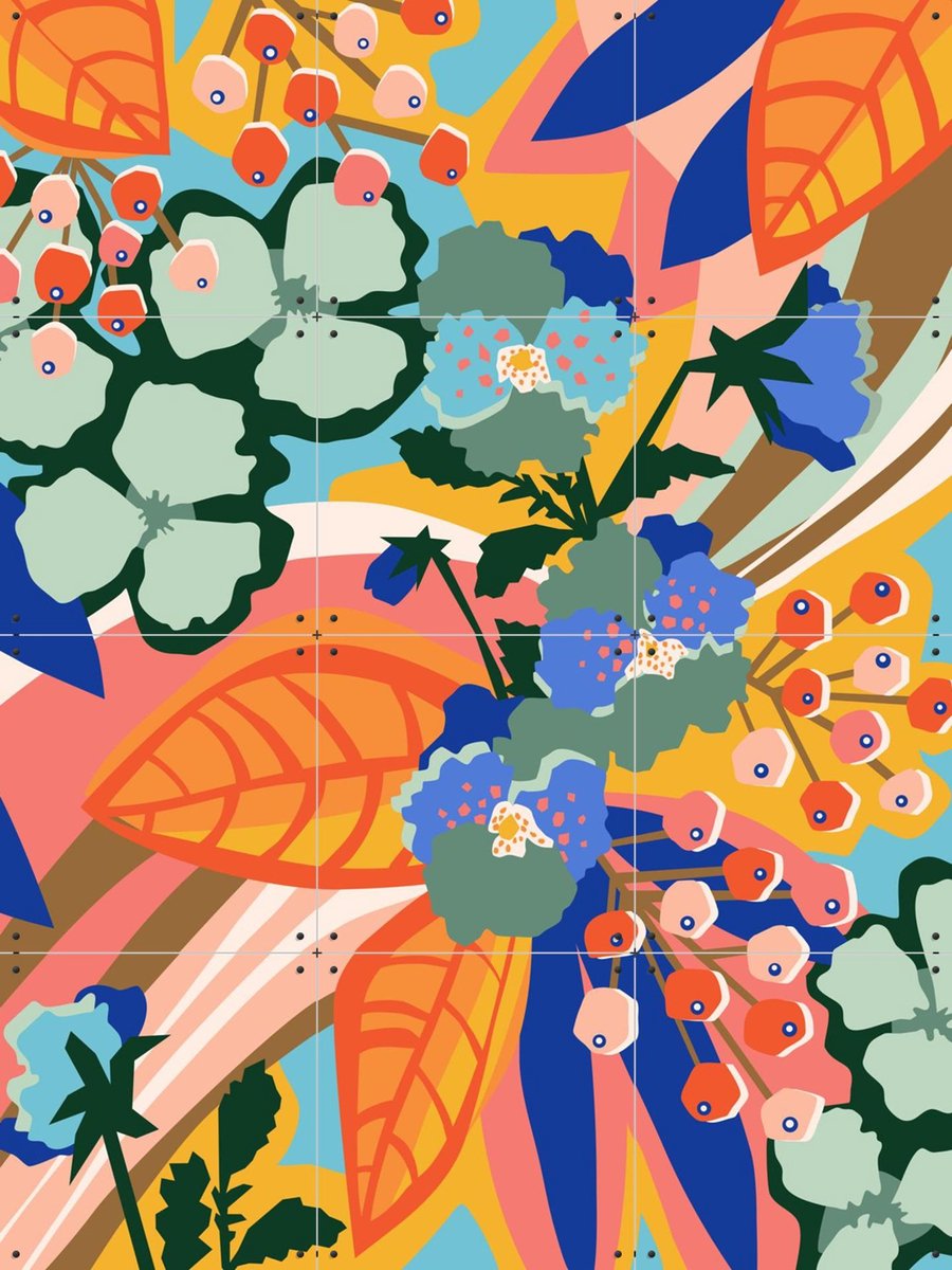 IXXI Pansies, Megan Gallagher - 60 x 80 cm - Gratis ophangtool - Grote wanddecoratie en posters - Speels, Digitale Kunst, Illustraties, Kleurrijk