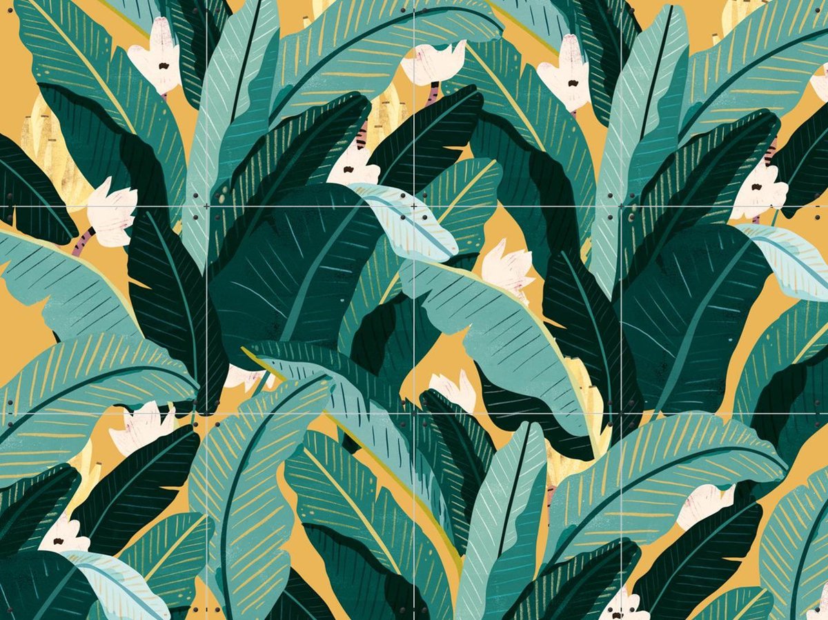 IXXI Banana Leaf Classic Yellow, Lotte Dirks - 80 x 60 cm - Gratis ophangtool - Grote wanddecoratie en posters - Grafisch Ontwerp, Speels, Digitale