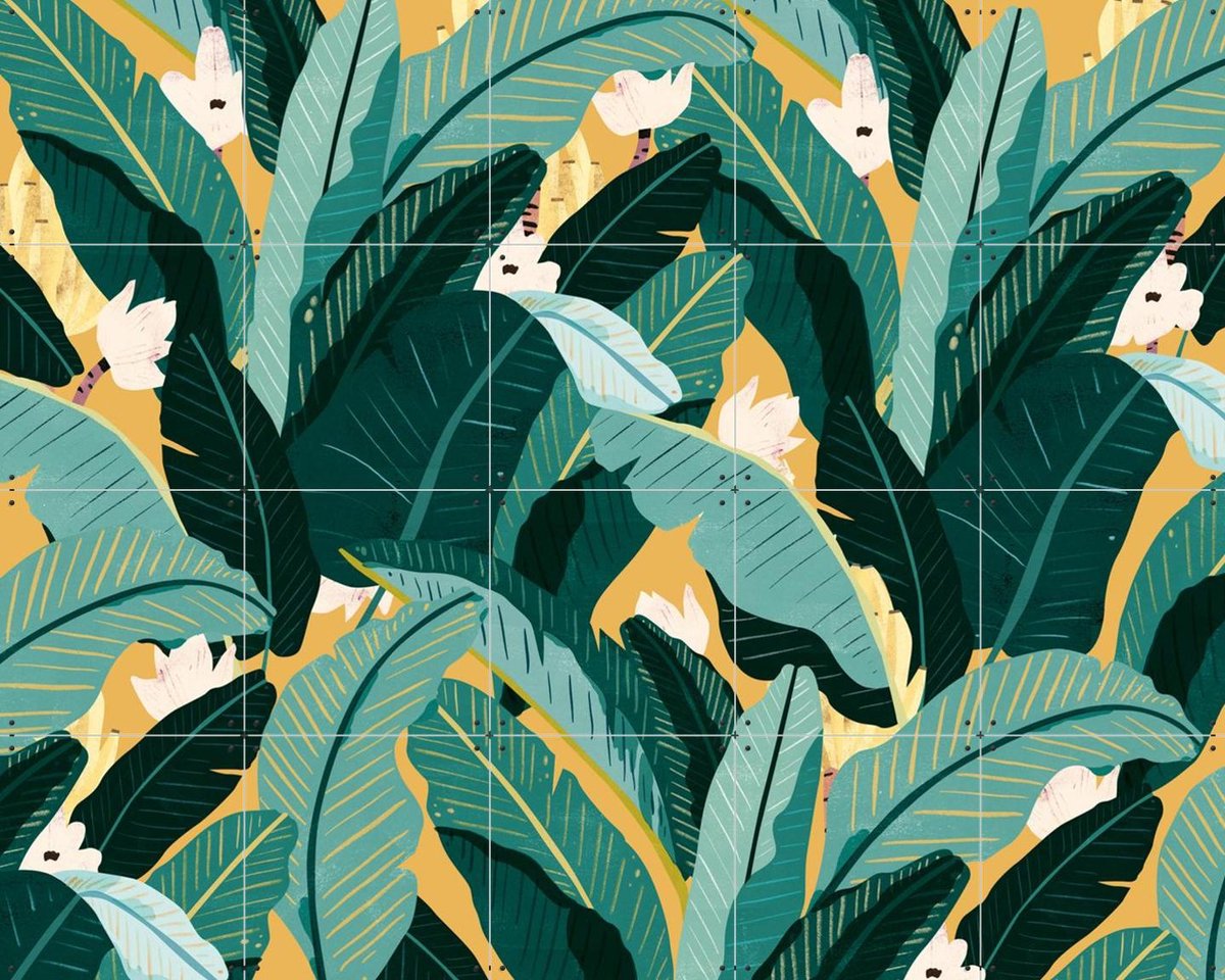 IXXI Banana Leaf Classic Yellow, Lotte Dirks - 100 x 80 cm - Gratis ophangtool - Grote wanddecoratie en posters - Grafisch Ontwerp, Speels, Digitale