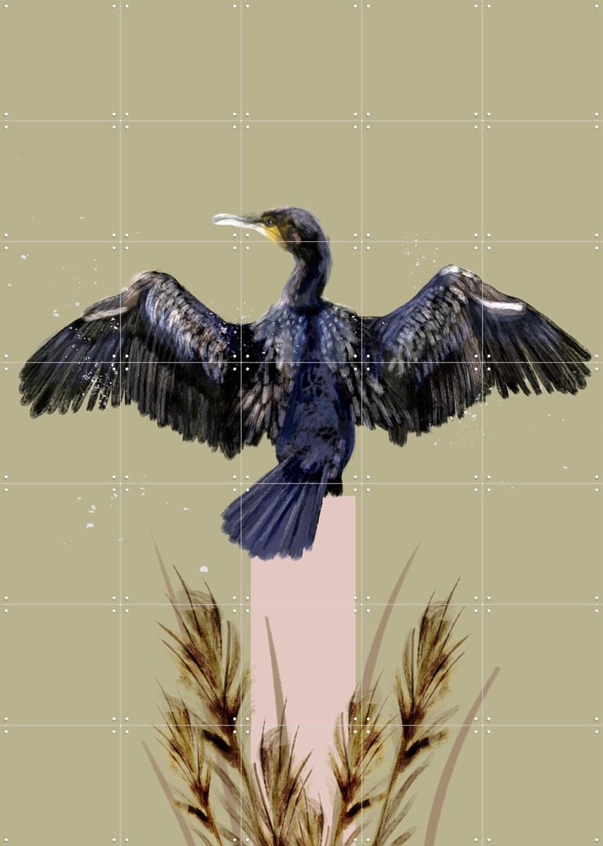 IXXI Cormorant, Esther Sepers - 100 x 140 cm - Gratis ophangtool - Grote wanddecoratie en posters - Kleurrijk, Digitale Kunst, Illustraties