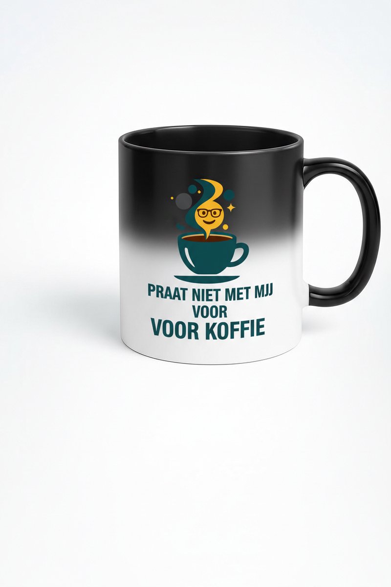 “Praat Niet Met Mij Voor Koffie” Black Magic Mok – 330ml Warmtegevoelige Koffiemok – Grappige Ochtend Quote – Perfect Cadeau voor Koffieliefhebbers