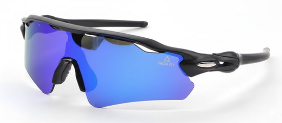 Delta Fit Hardloop Zonnebril – UV-bescherming – Zwart met Blauwe Glazen – Inclusief Case