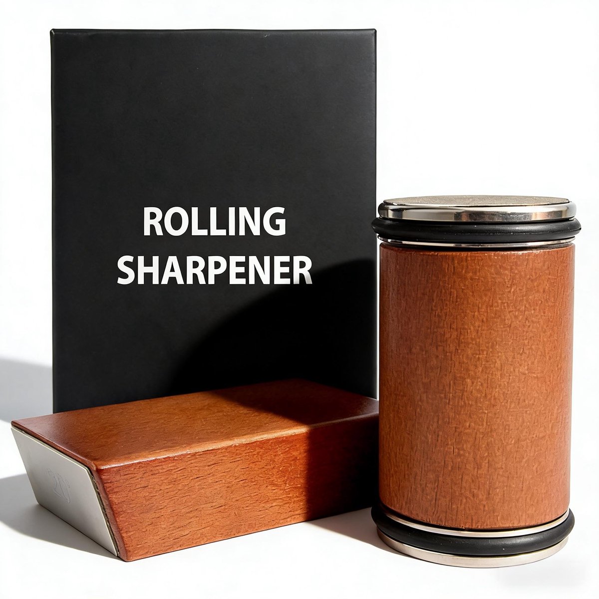 Knife Sharpener, Rolling Knife Sharpener with Diamond & Ceramic Abrasives and 15/20° Magnetic Angle Guide for Kitchen, Chef & Outdoor Knives
