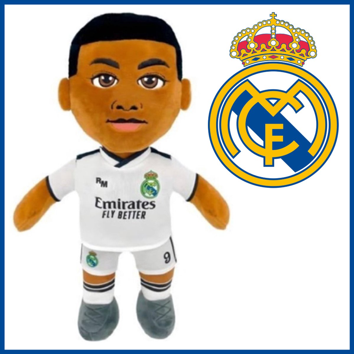 Kylian Mbappé 9 - Real Madrid Voetbal Pluche Knuffel Pop 28 cm