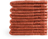 OUTLET BADTEXTIEL - set van 6 - gastendoek 30x50 - terracotta