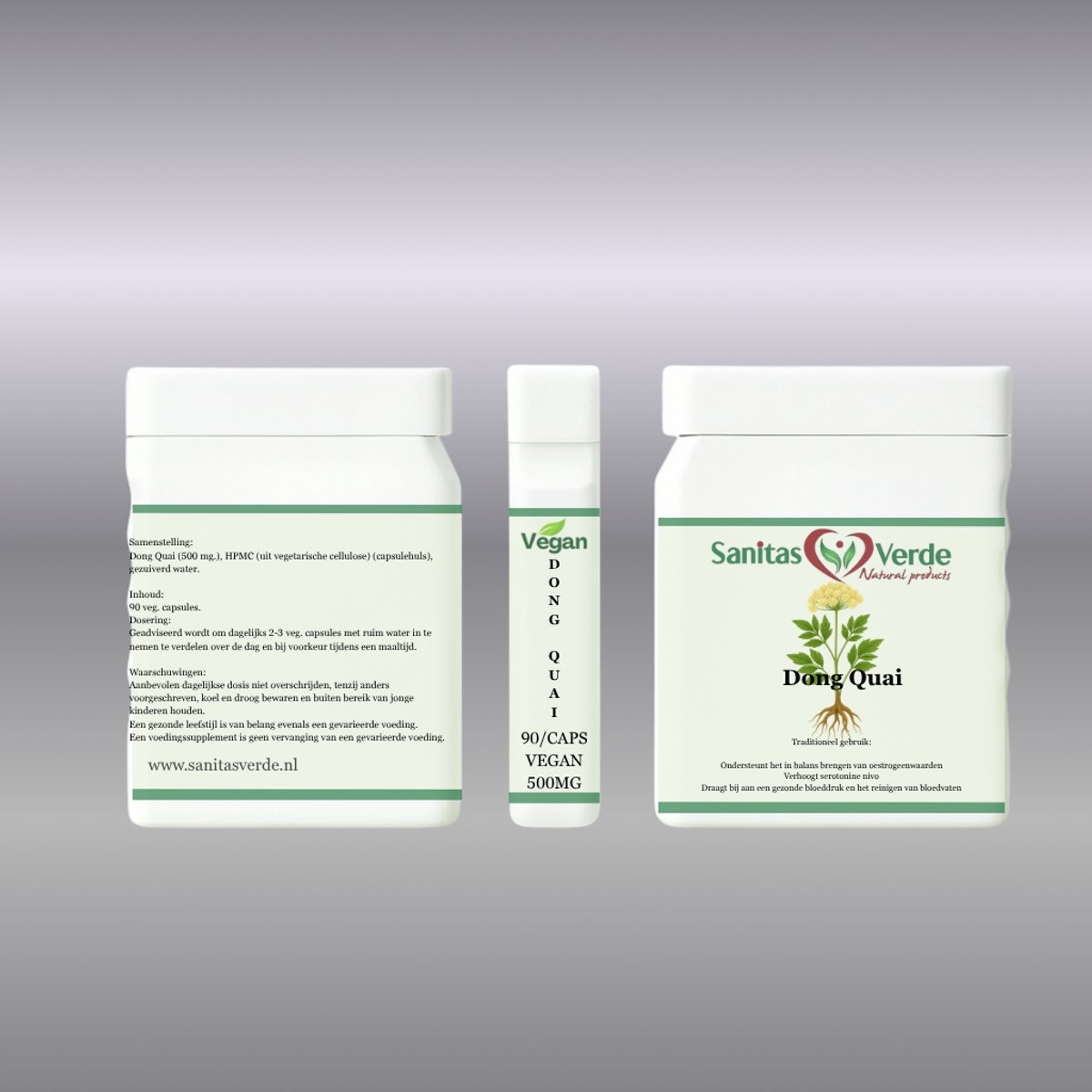 Sanitas Verde Dong Quai 1000 mg Angelica Sinensis Hormonale Balans 90 Vegan Capsules