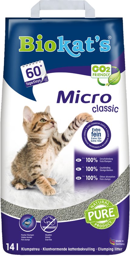 Biokat's Micro Classic - 14 L - Kattenbakvulling - Klontvormend - Zonder geur