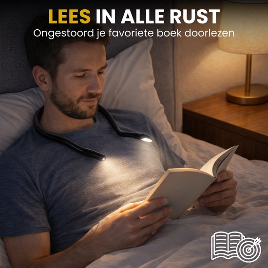Clerby - Neklamp - met Batterij Display - Nekleeslamp - Boeklampje - Leeslamp - Flexilight- voor Haakwerk - Oplaadbaar van Merkloos — afbeelding 3