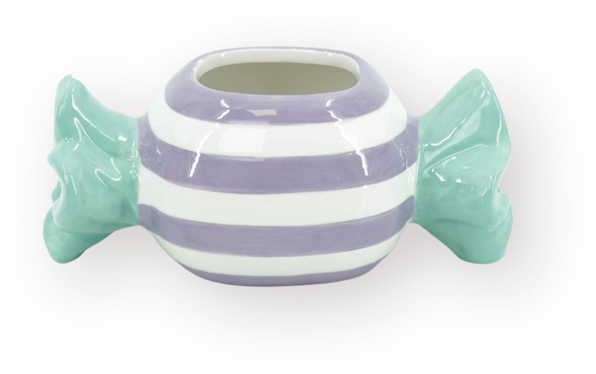 Housevitamin Plantenpot Snoepje – Dolomiet – Groen & Lila – 17x8x8 cm – Waterdicht – Design Bloempot – Eyecatcher