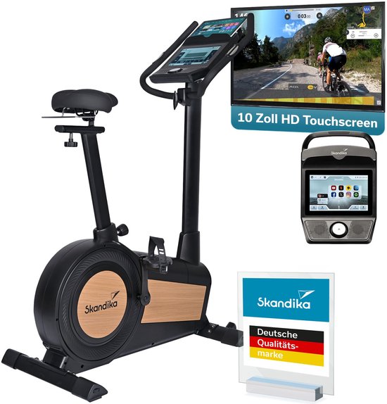 Skandika ergometer Cykling P15 touchscreen - Hometrainer fiets met LCD-touchdisplay, voorgeïnstalleerde apps, 28 programma’s, magneetrem met 32 standen, compatibel met Kinomap app, indoor bike tot 150 kg