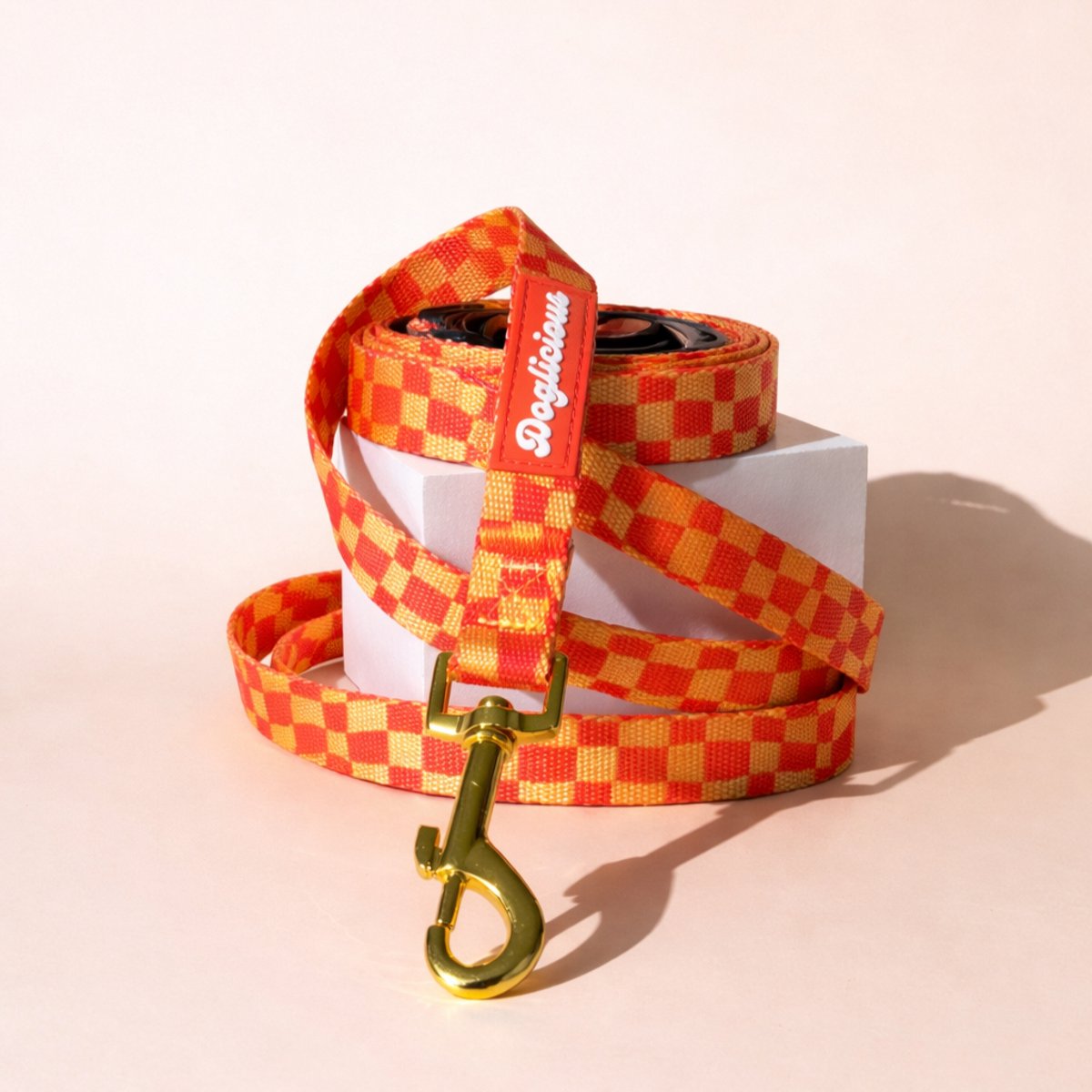 Doglicious - Sunset Swirl Verstelbare Hondenriem - Oranje met Rood - Lengte 240 cm - S