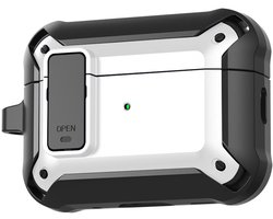 Telestore - Hoesje geschikte voor AirPods Pro 3 - TPU hybride hoesje Beschermhoes - Shockproof AirPods Pro 3 Cover - AirPods Pro 3 Hoesje - Geschikt voor Apple Airpods Pro 3 - wit - hard en TPU cover met sleutelhanger