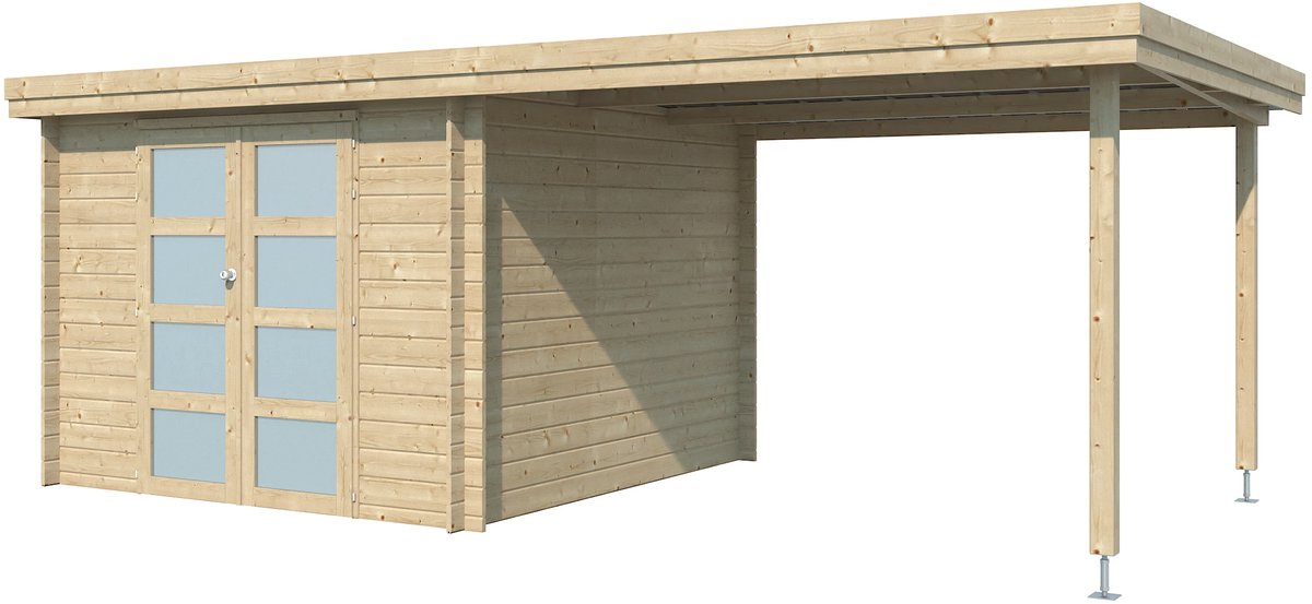 Woodlands Blokhut Oregon met Overkapping 595 x 295 cm