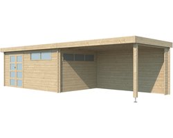 Woodlands Blokhut Modern met Overkapping en Dakisolatie 905 x 295 cm