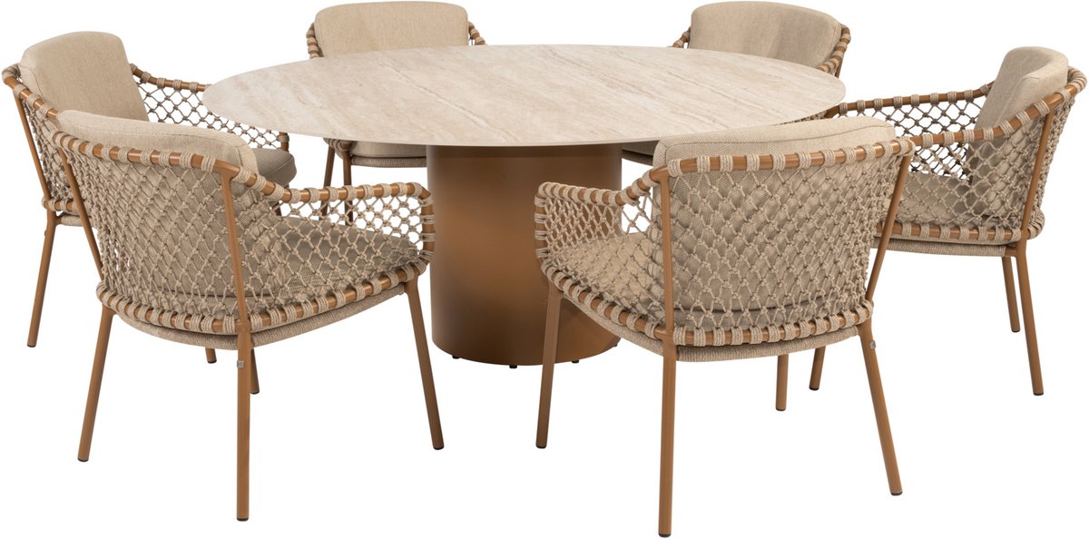 4 Seasons Outdoor Colorado/Martinique dining tuinset Ø160 cm - 7-delig
