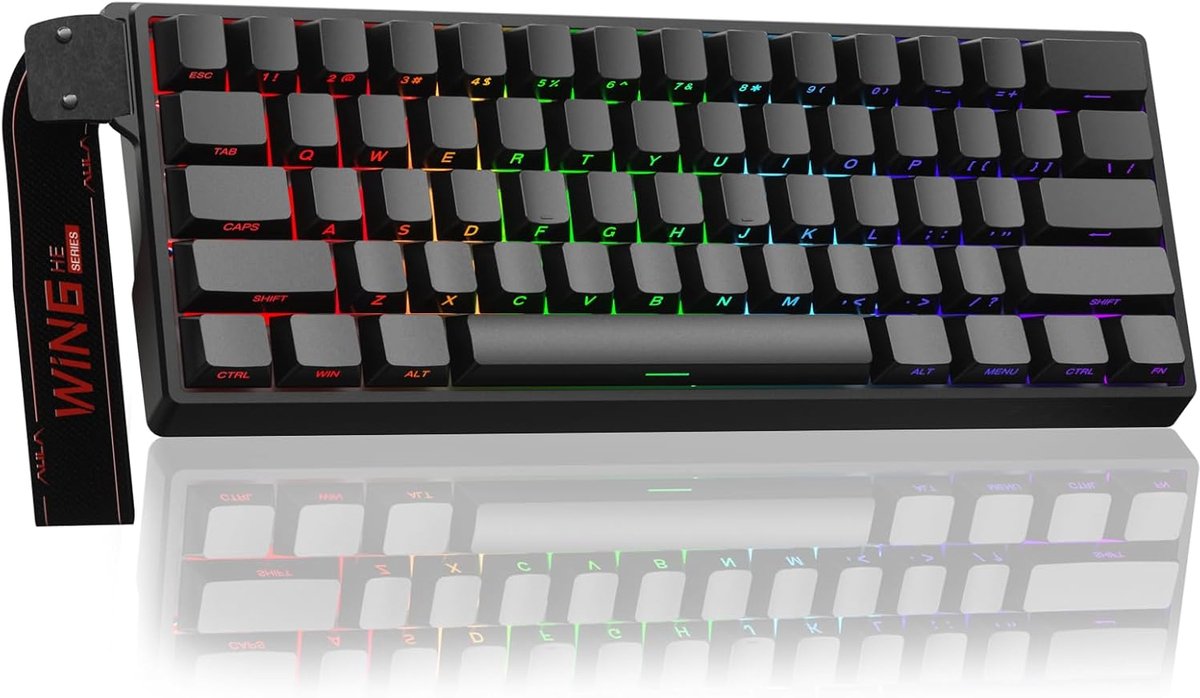 AULA WIN60 HE - 60% Bedraad RGB Gaming Toetsenbord - Hall Effect Rapid Trigger - Magnetische Toetsen - Gasket - Hot Swap - 8K Hz Polling Rate - QWERTY Toetsenborden - Zij Bedrukte toetsen - 61 Keys - Zwart