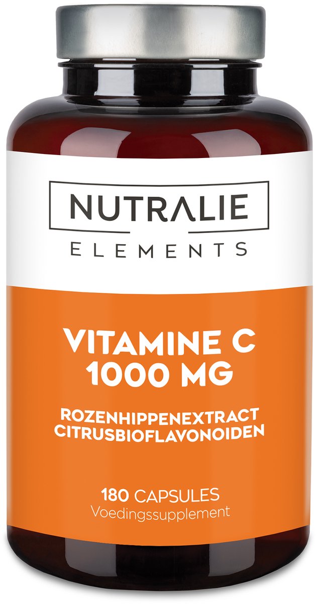 Vitamine C 1000mg Rozenbottel Ascorbinezuur - Weerstand Supplementen - met Antioxidant & Bioflavonoïden - 180 Vegan Capsules - Nutralie