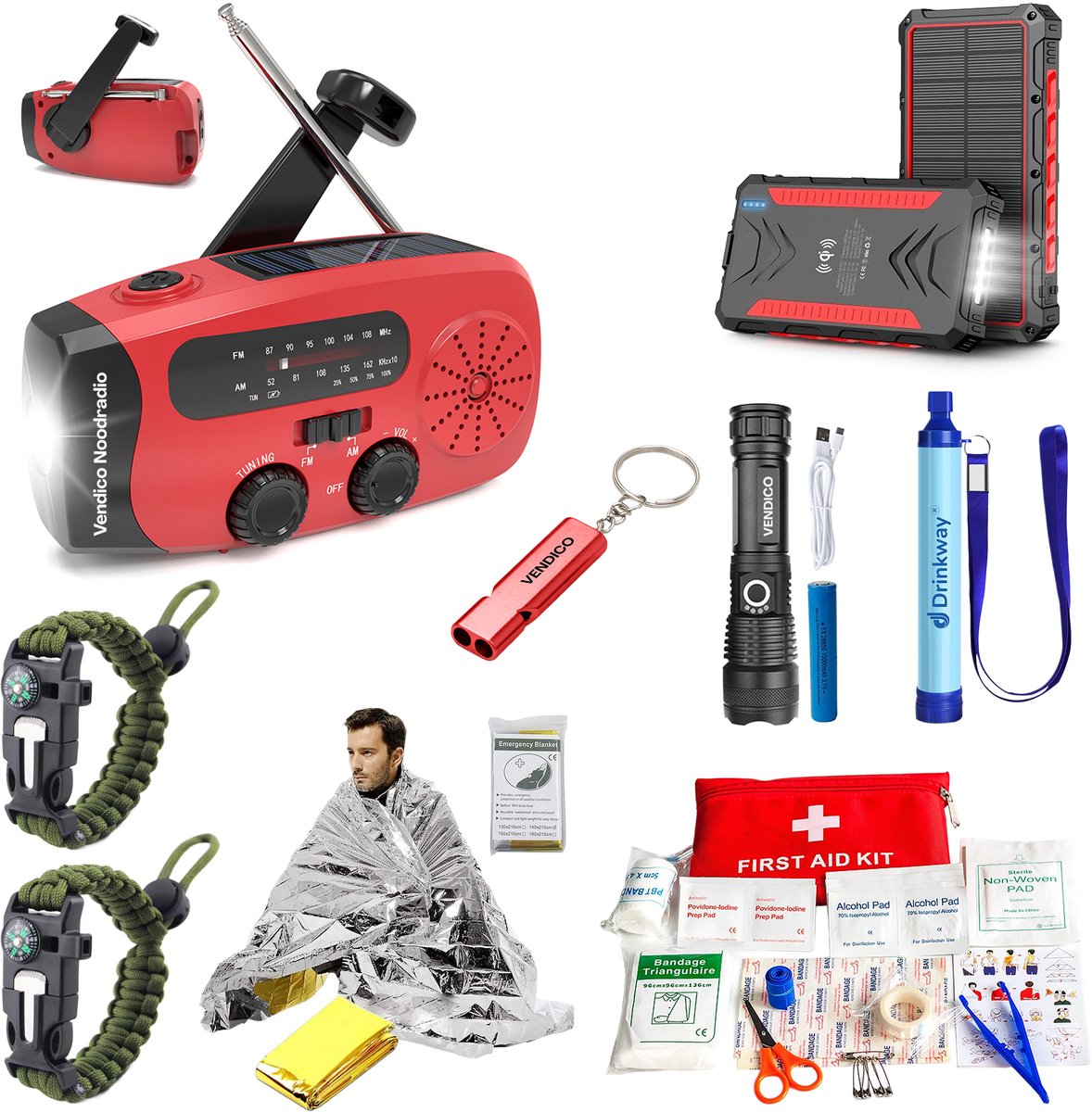 Vendico Compleet Noodpakket - voor thuis 72 uur - noodradio - powerbank