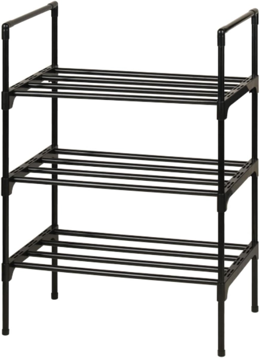 Imperatoris - Schoenenkastje - Schoenenrek - 43 × 25 × 65cm - Schoenenkast - Schoenenplank - 3 Verstelbare Lagen - Opbergen van Schoenen - ‎‎‎Voor 6 Paar Schoenen - Metaal - zwart