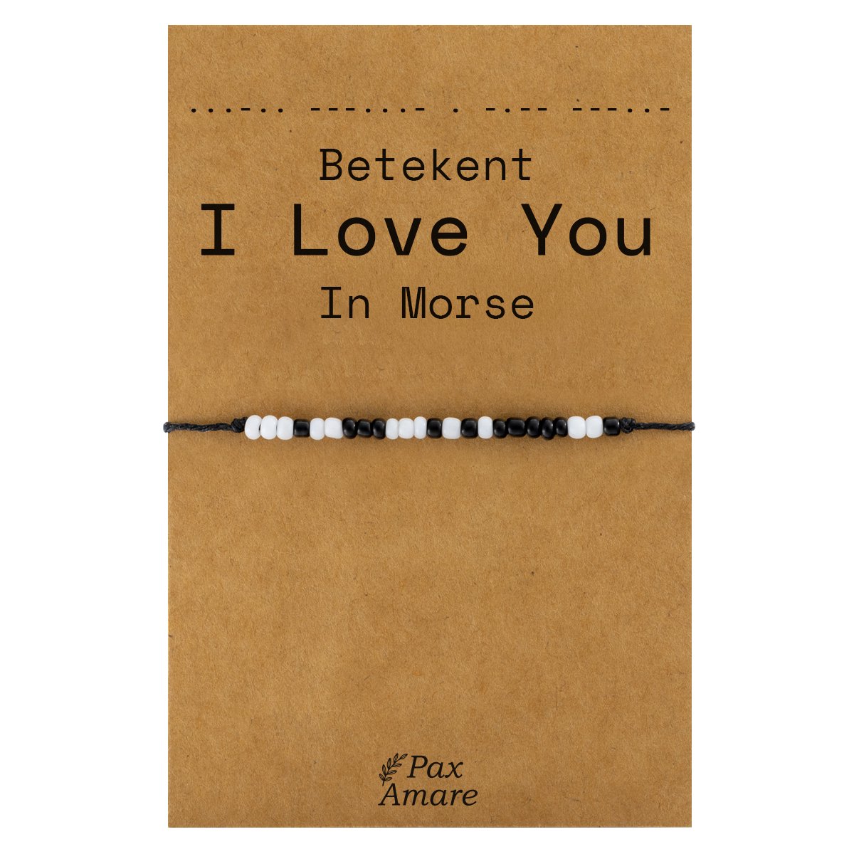 Pax Amare Armbandje met Morse Code: I love you - Vriendschapsarmbandje Cadeau -Cadeau BFF Armband - Vriendschap - Zwart & Wit