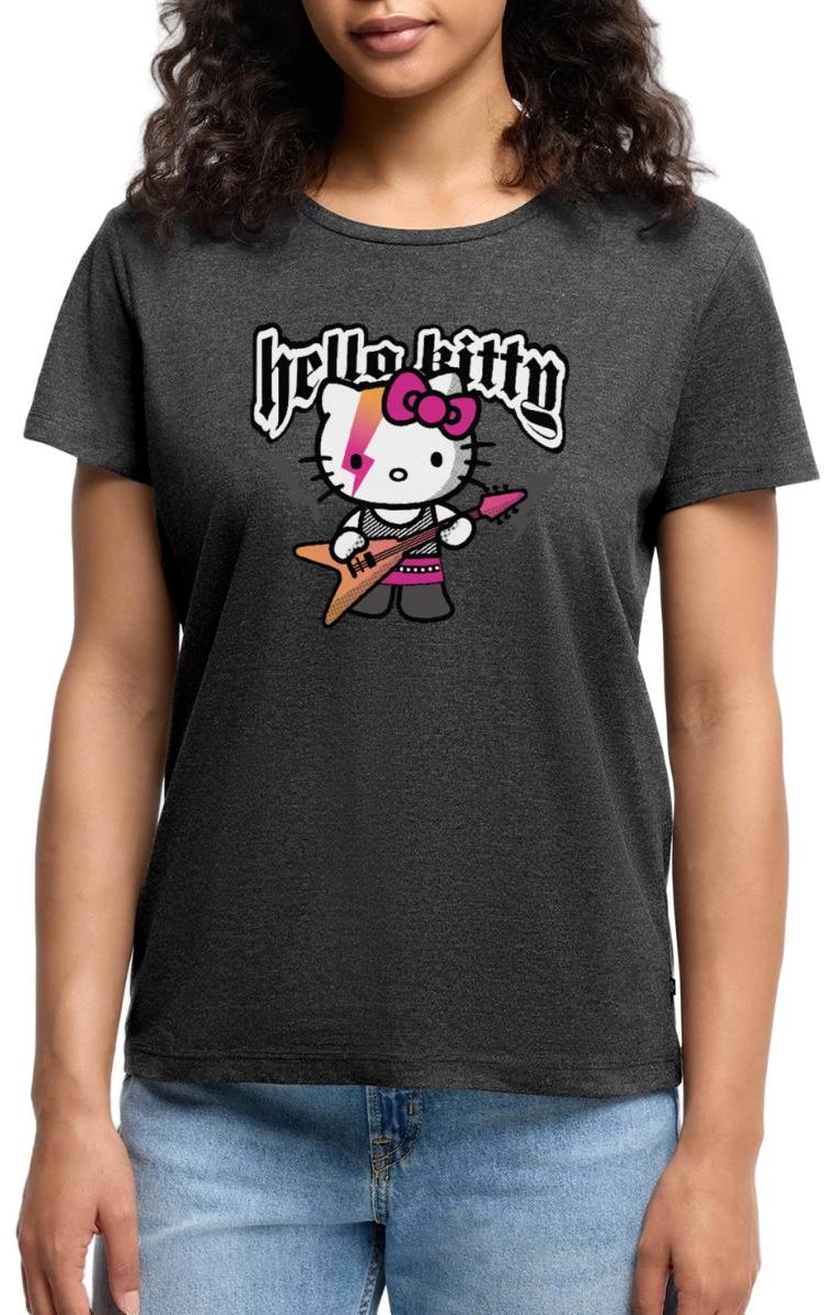 Hello Kitty In Een Rockoutfit Speelt E-gitaar Premium T Shirt Dames