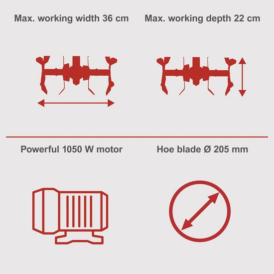Scheppach Elektrische tuinfrees MTE380 - 1050W - 36cm - incl 16 messen van Scheppach — afbeelding 5