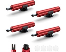 4 stuks - Ruitenbreker - Auto Veiligheidshamer - Gordelsnijder - 2-in-1 autoveiligheidshamer - Inclusief testglas & zelfklevende houder - Nooduitgang Gereedschap - Draagbare auto-reddingstool - Auto-ontsnappingstool - Vluchtveiligheidshamer - rood