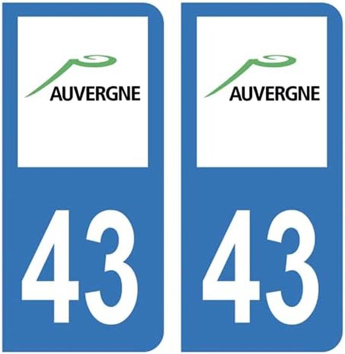 Kentekenplaat Stickers Departement 43 Haute-Loire (Auvergne) – Set van 2