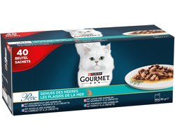 GOURMET PERLE Verfijnde reepjes Zeevruchten Kattenvoer nat, 40x85g