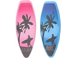 Gerimport Handdoekknijpers - 2x - surfplank - blauw/roze - handdoekklem - kunststof