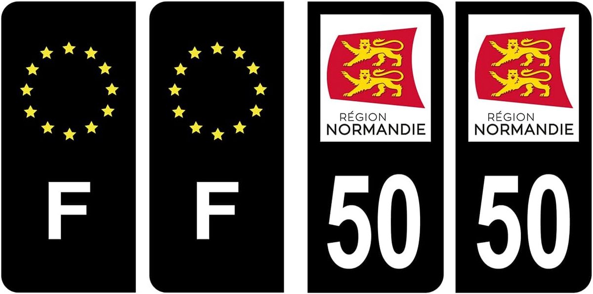 Kentekenplaatstickers Departement 50 Normandië met Regio Logo Frankrijk