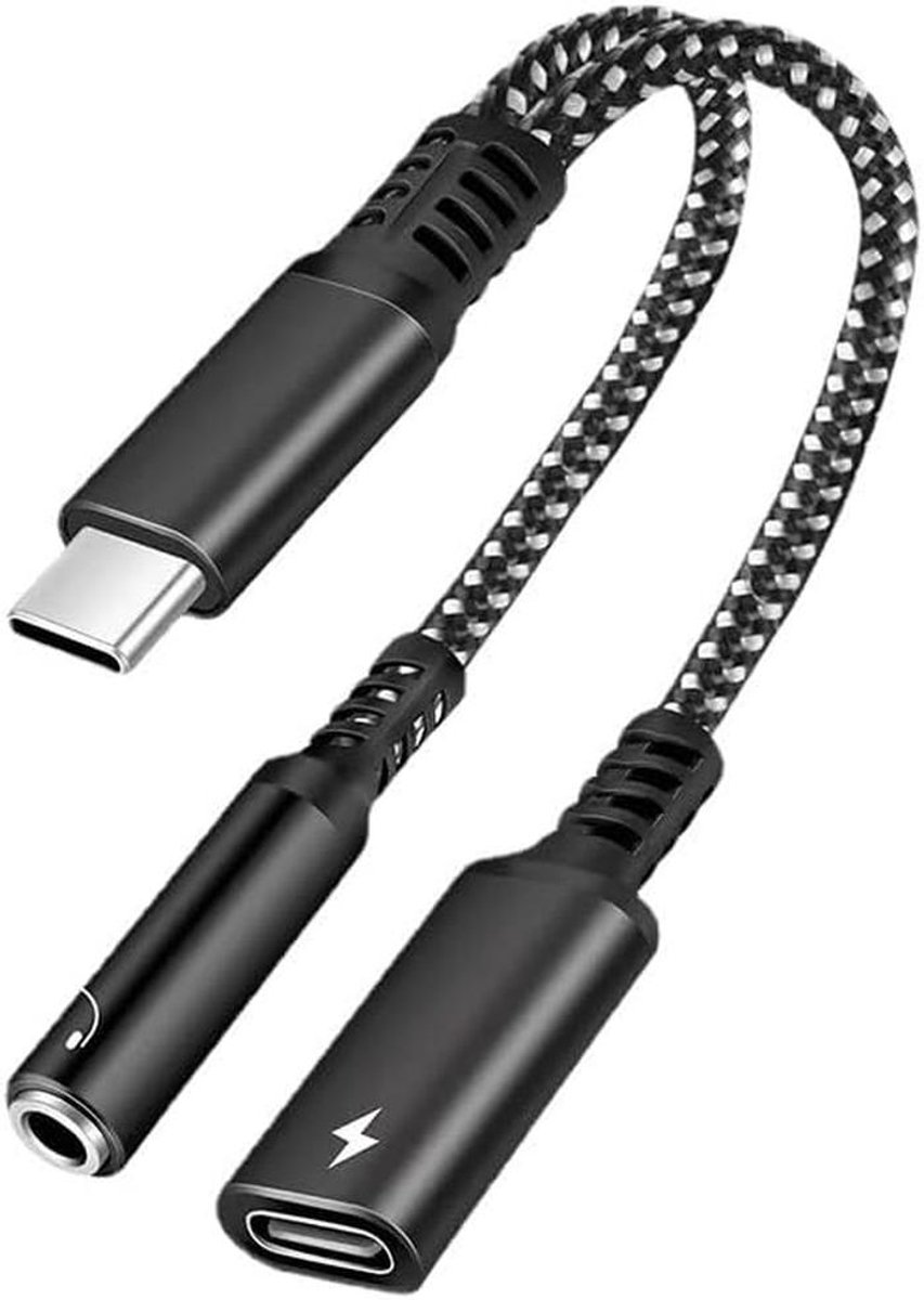 USB C Adapter met Oplaadpoort voor Hoofdtelefoon - 2 in 1
