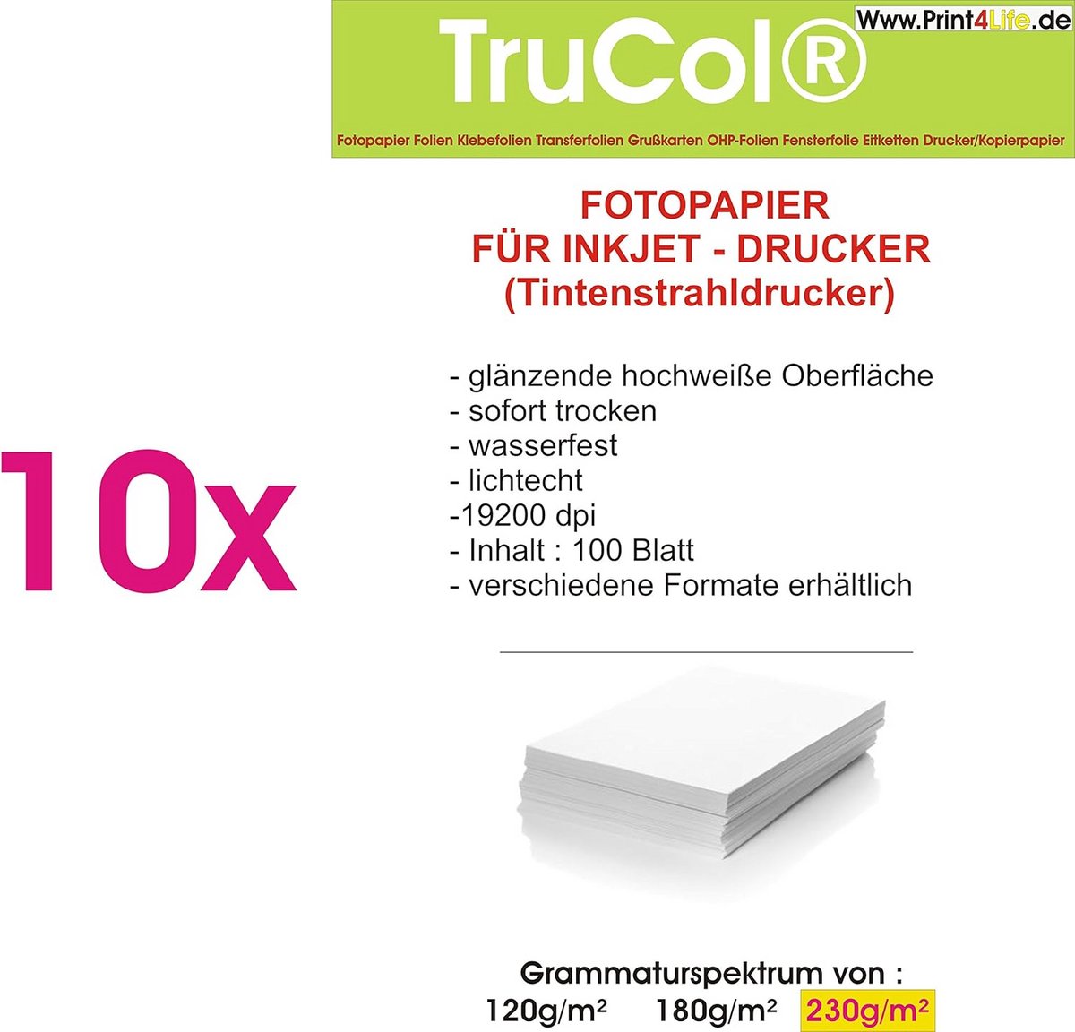 1000 Vellen DIN A4 Fotopapier Glanzend 230 g/m² voor Hoge Kwaliteit Prints