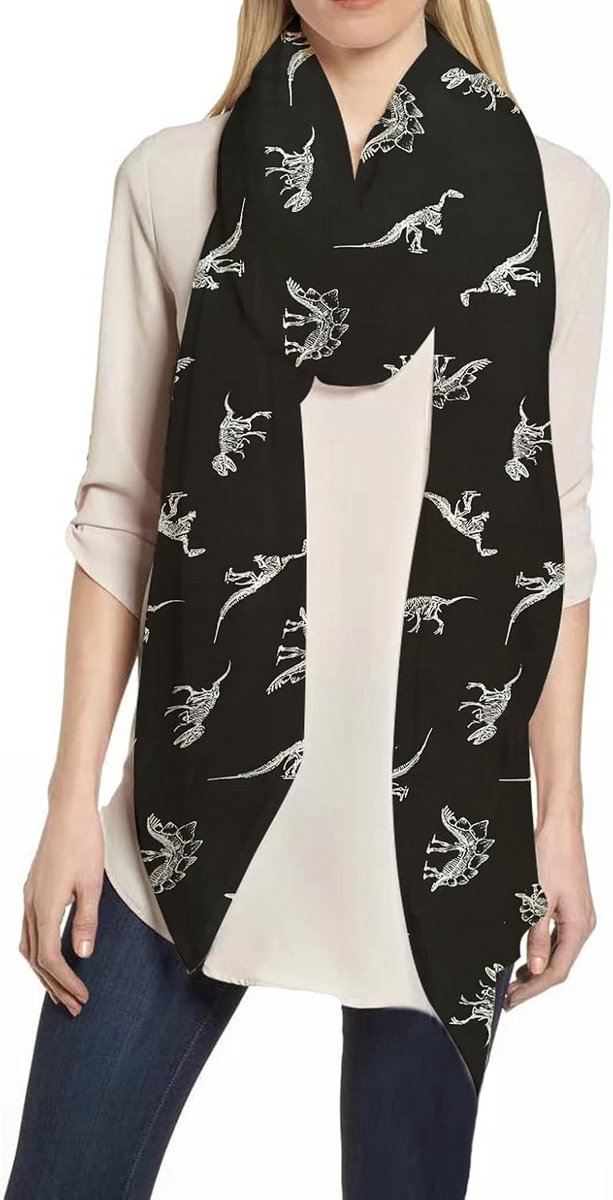 Oversized Sjaal met Dinosaurusprint voor Dames - Lichtgewicht Pashmina Stijl
