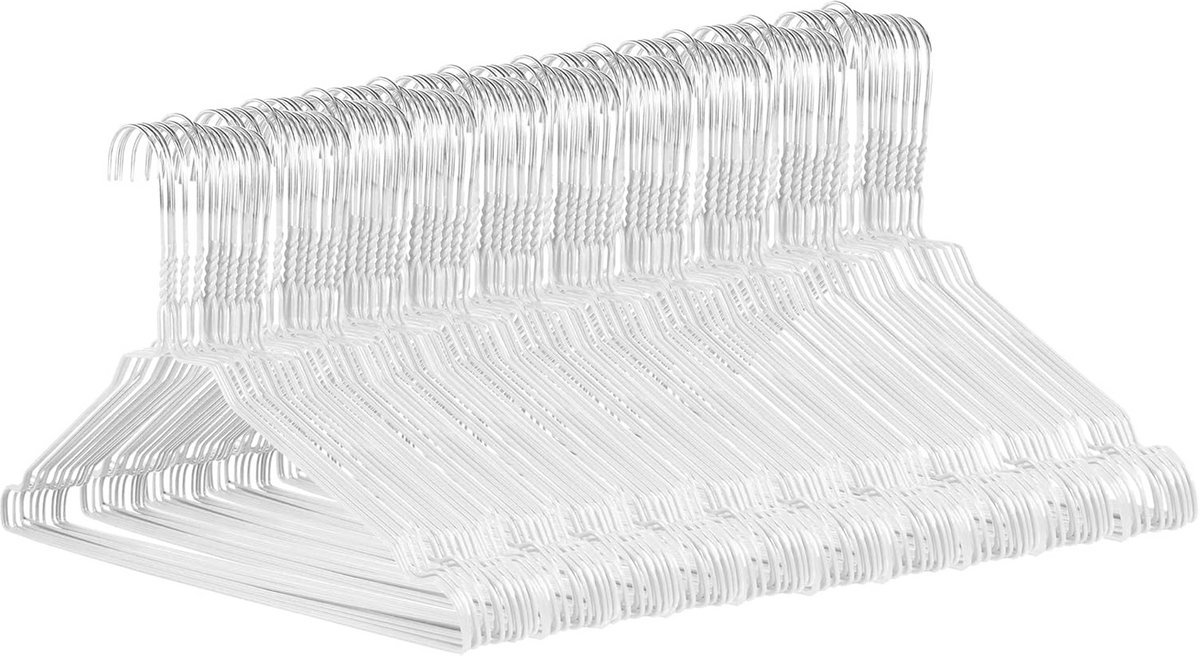 100 Slanke Chromen Metalen Kledinghangers 40 cm Ruimtebesparend Wit
