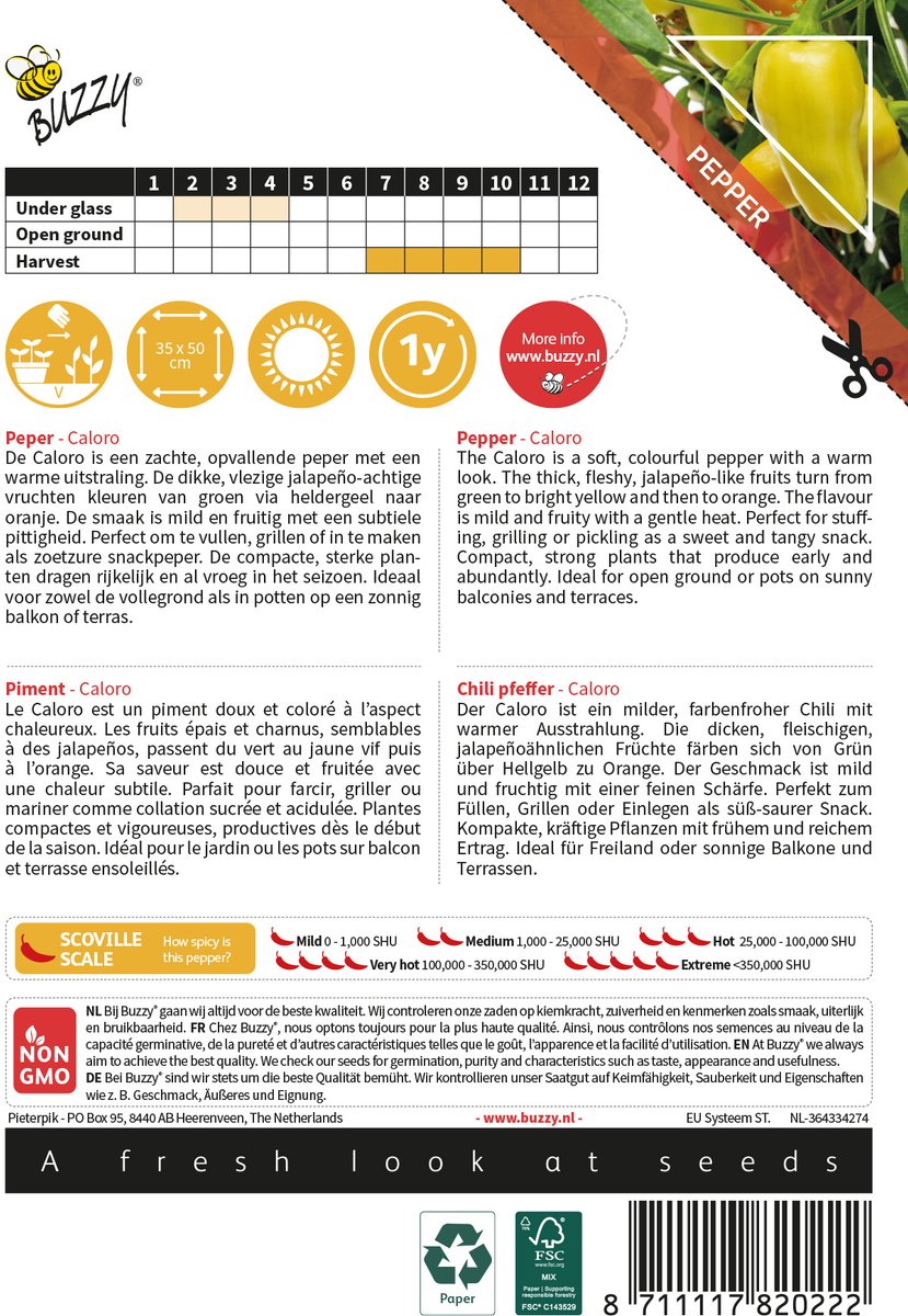 Buzzy Seeds Culinary Peppers Caloro