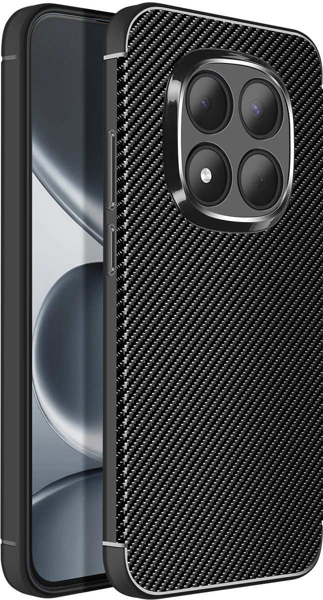 Avizar Hoes voor Redmi Note 15 Pro 5G van Siliconen met Carbon Effect Antislip, Zwart