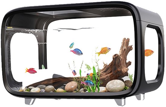 Aquarium for , basin for landscape aquarium, acrylic living space with a feeding opening at the top for aquatic animals, turtles, and aquatic plants，zwart