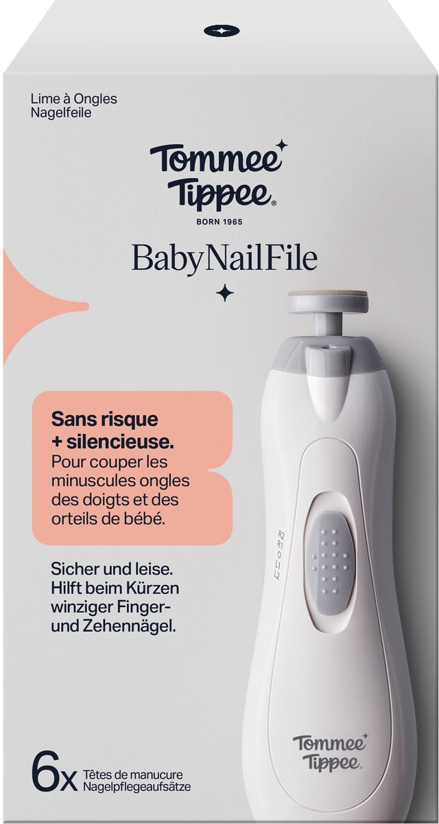 Tommee Tippee - Elektrische baby-nagelvijltrimmer - op batterijen werkende nagelknipper voor baby's - met ledlicht en zes vijlkoppen voor nagels van baby's en volwassenen van Tommee Tippee — afbeelding 5
