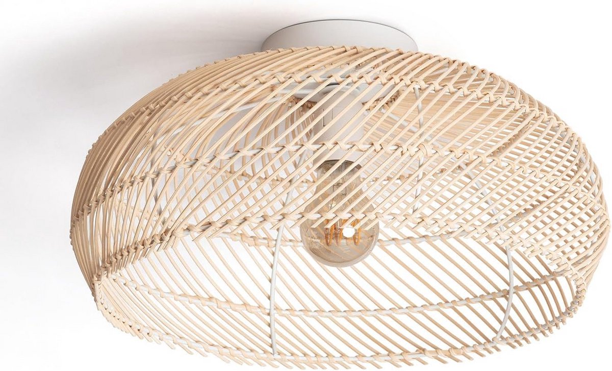 Ronde Plafondlamp van Bamboe met E27 Fitting