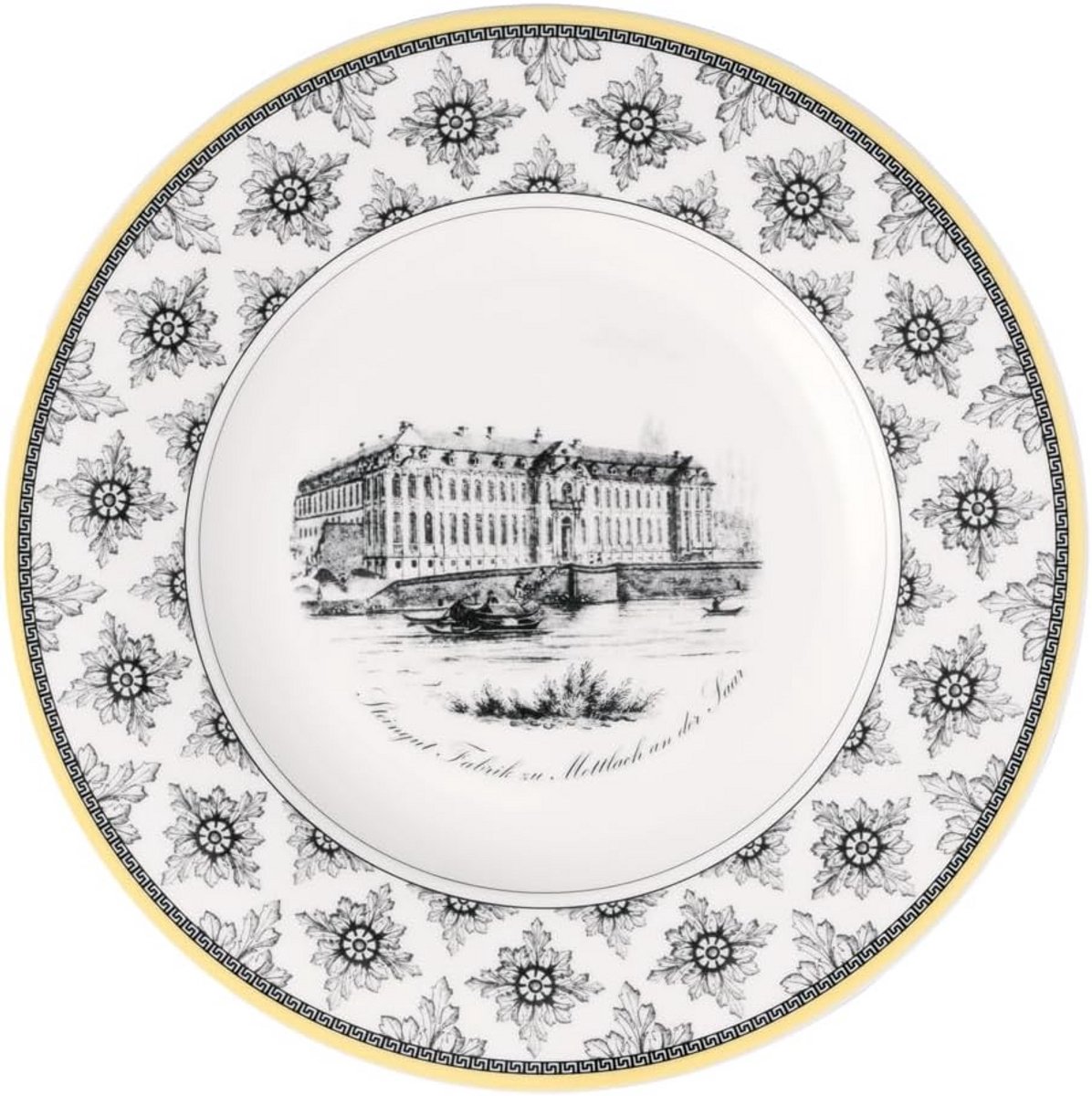 Exclusief Porseleinen Bord met Historische Motieven - Duurzaam en Vaatwasmachinebestendig