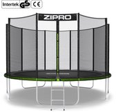 ZIPRO Jump Pro OUT - Trampoline - Ø374cm 12FT - Trampoline met veiligheidsnet - Voor kinderen - Inclusief Ladder - max. 150 kg - UV-bestendig